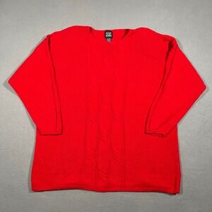 Jacque & Koko Sweater Size 18/20 Red Ramie Cable Knit Holiday Shoulder Pads VTG‎